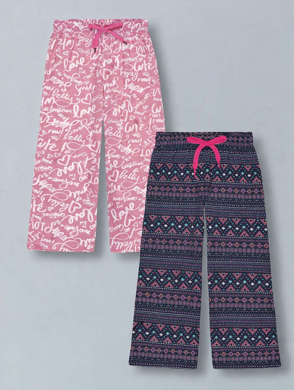 girls pack of 2 printed mid rise palazzo 