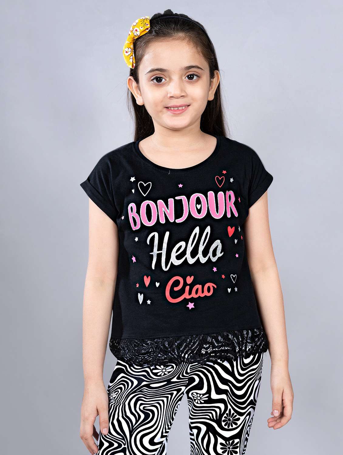 girls printed top and palazzo full length set - 22362071 -  Standard Image - 5