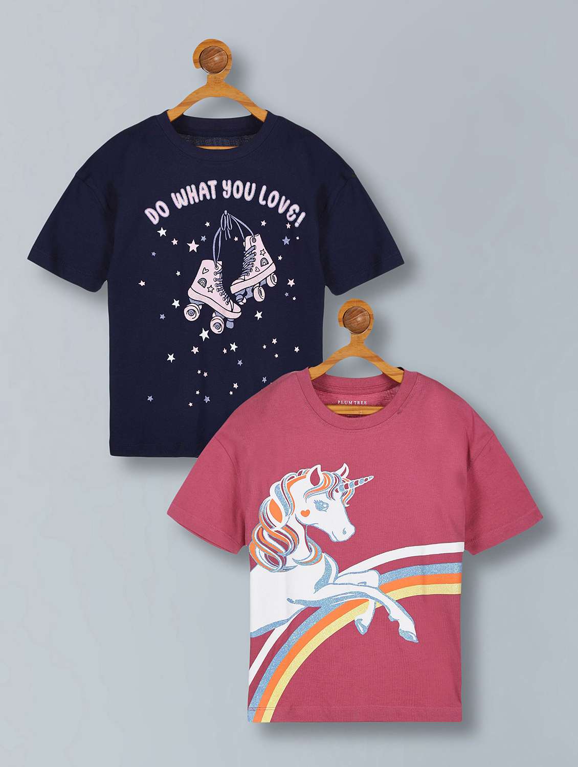 girls pack of 2 printed short sleeve tee