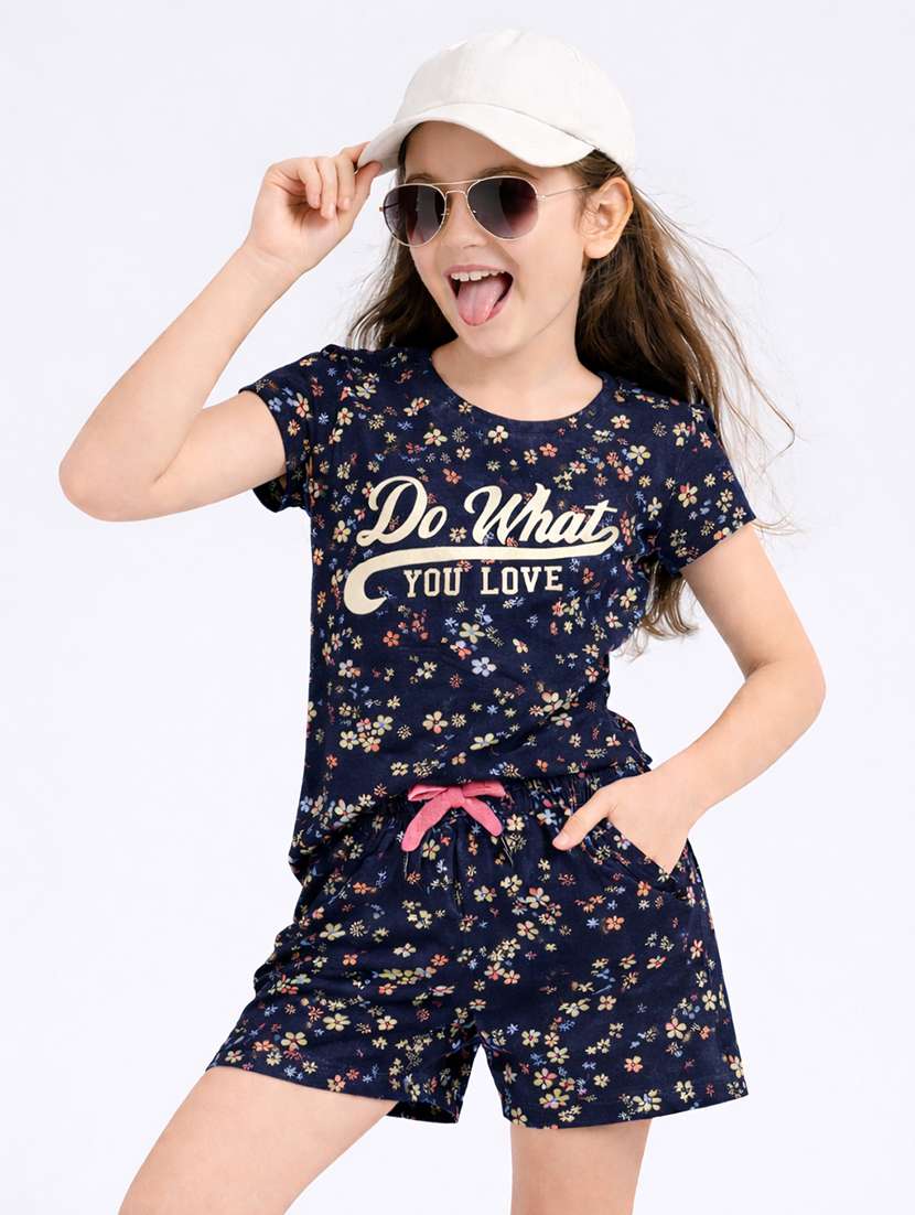 girls prinetd t-shirt & short co-ord set
