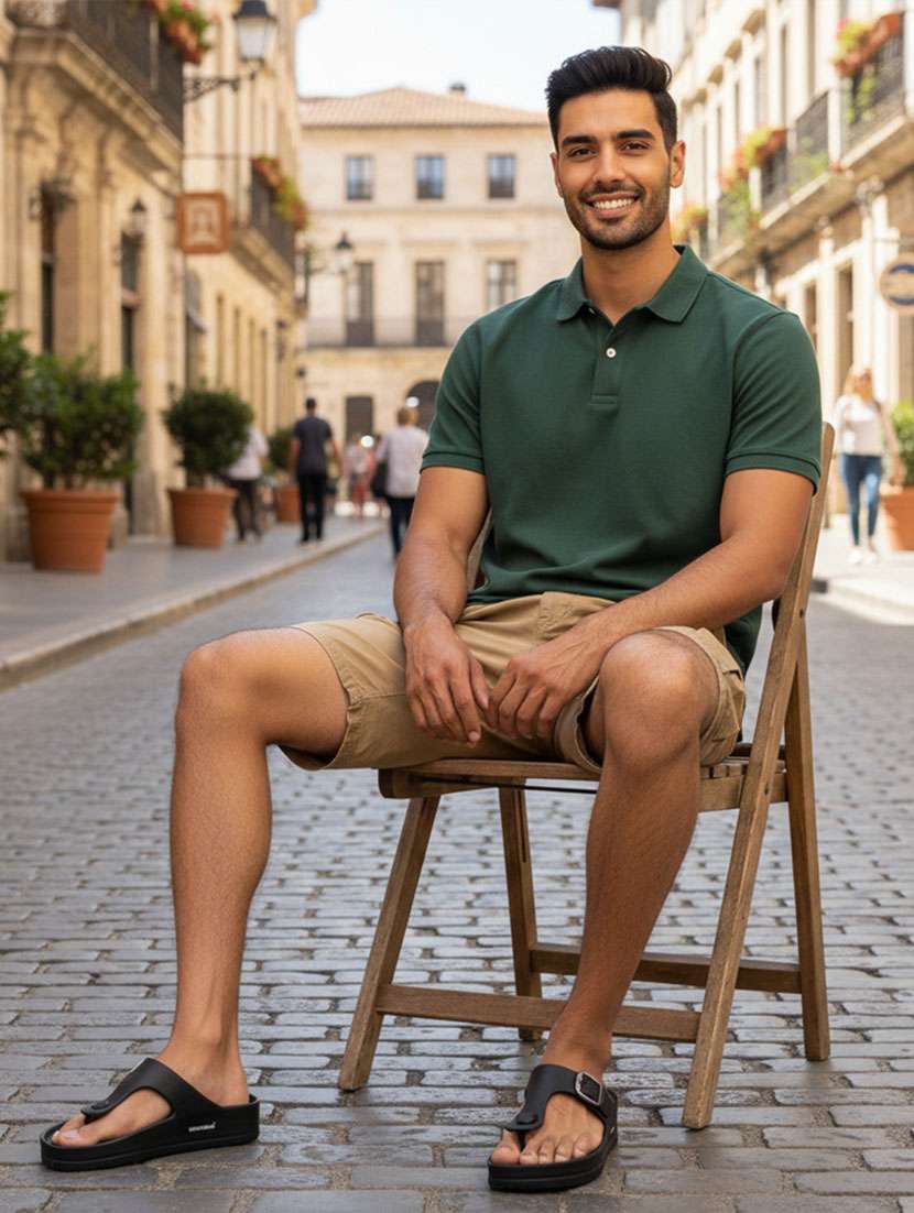 men black slip on sandal - 22362095 -  Standard Image - 5