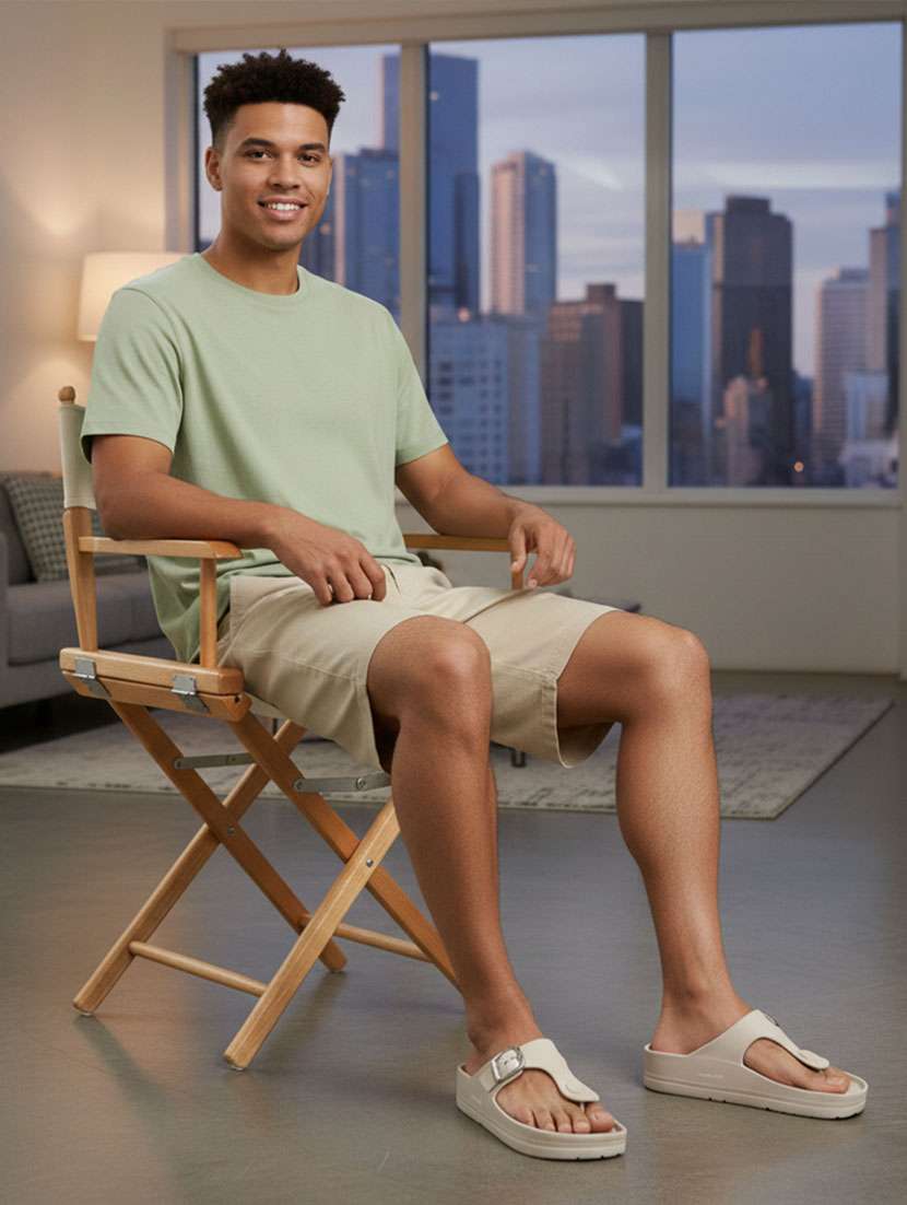 men solid slip on sandal - 22362118 -  Standard Image - 5