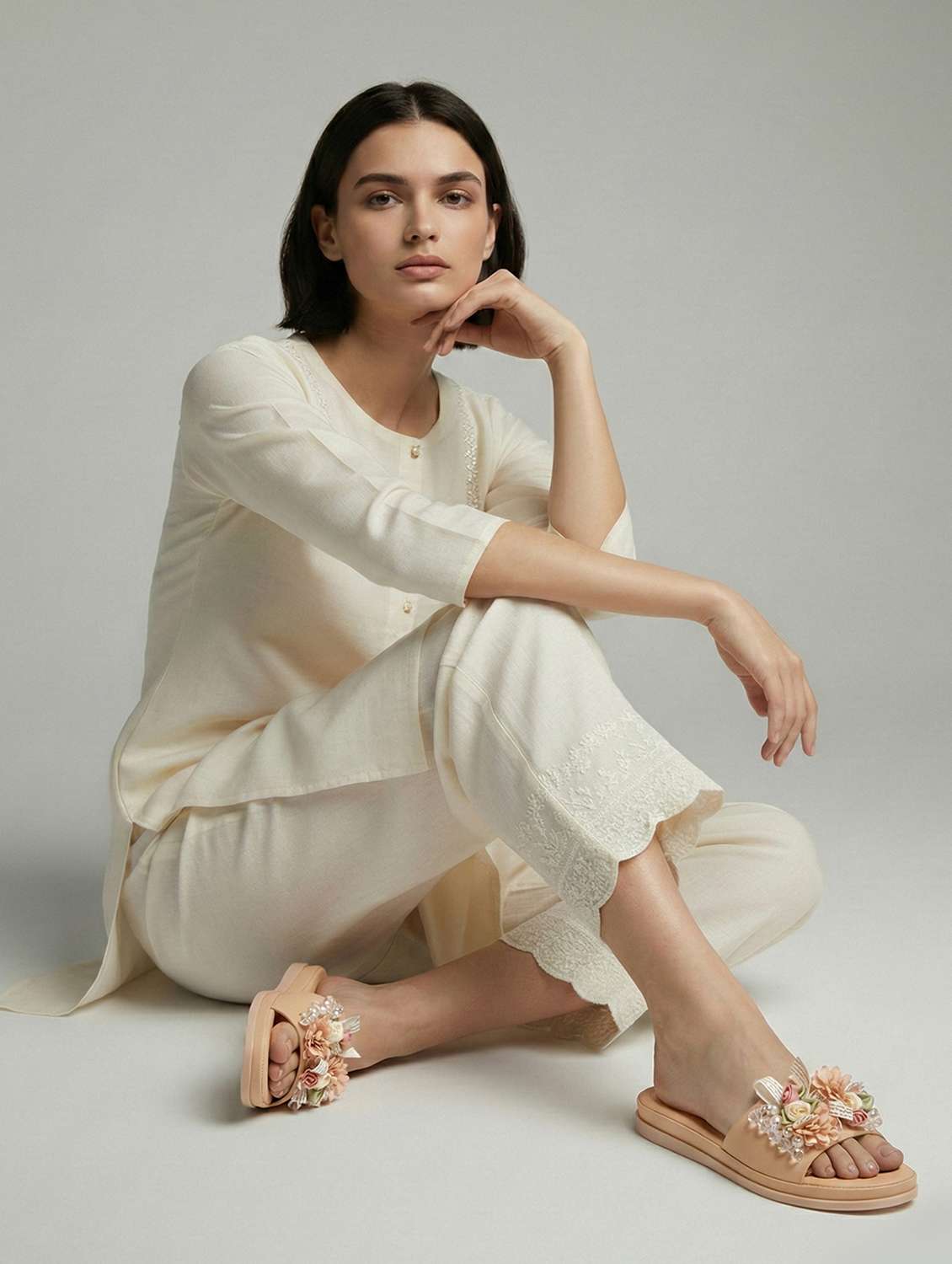 women beige slip on sandal - 22362137 -  Standard Image - 5