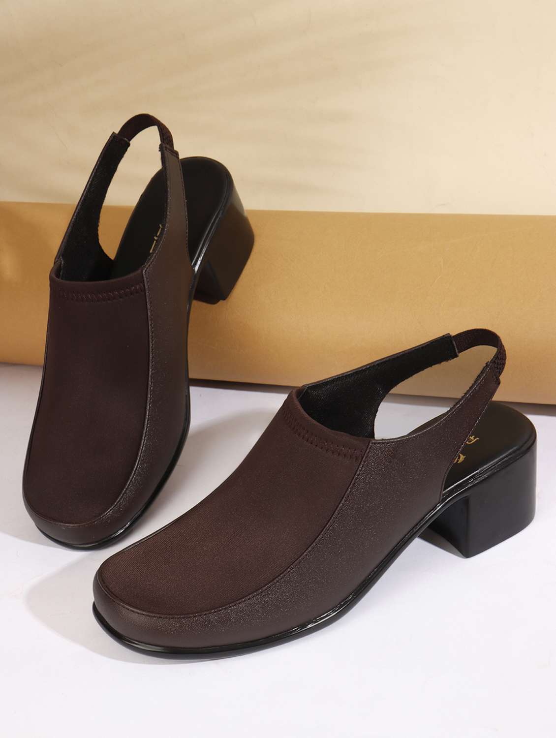 women solid back strap block heel