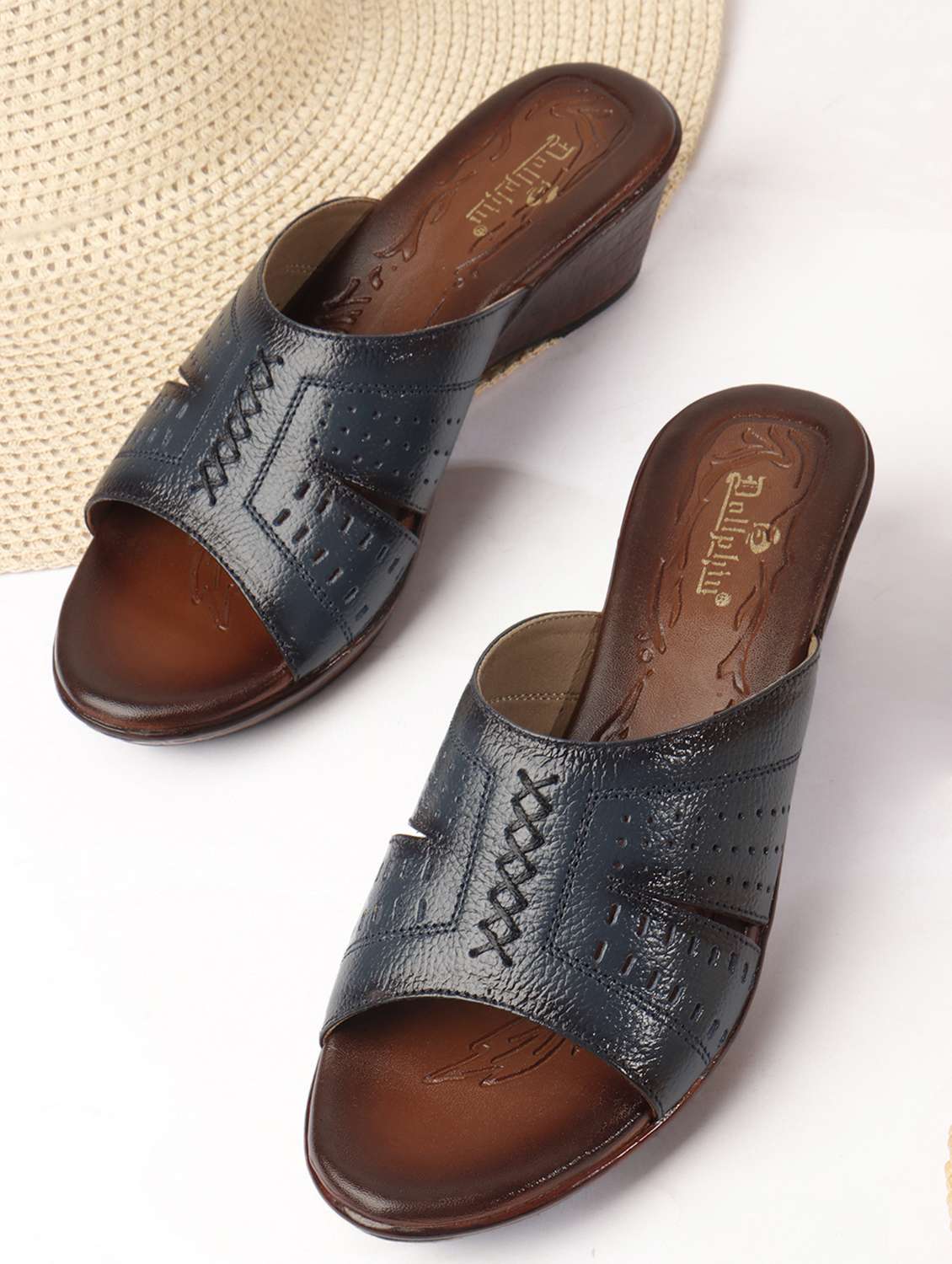 women solid slip on wedge