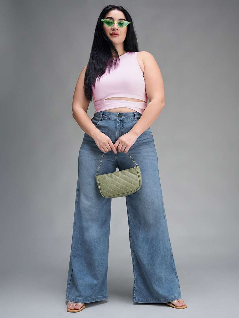 womne plus size solid high rise wide leg jeans - 22362179 -  Standard Image - 3