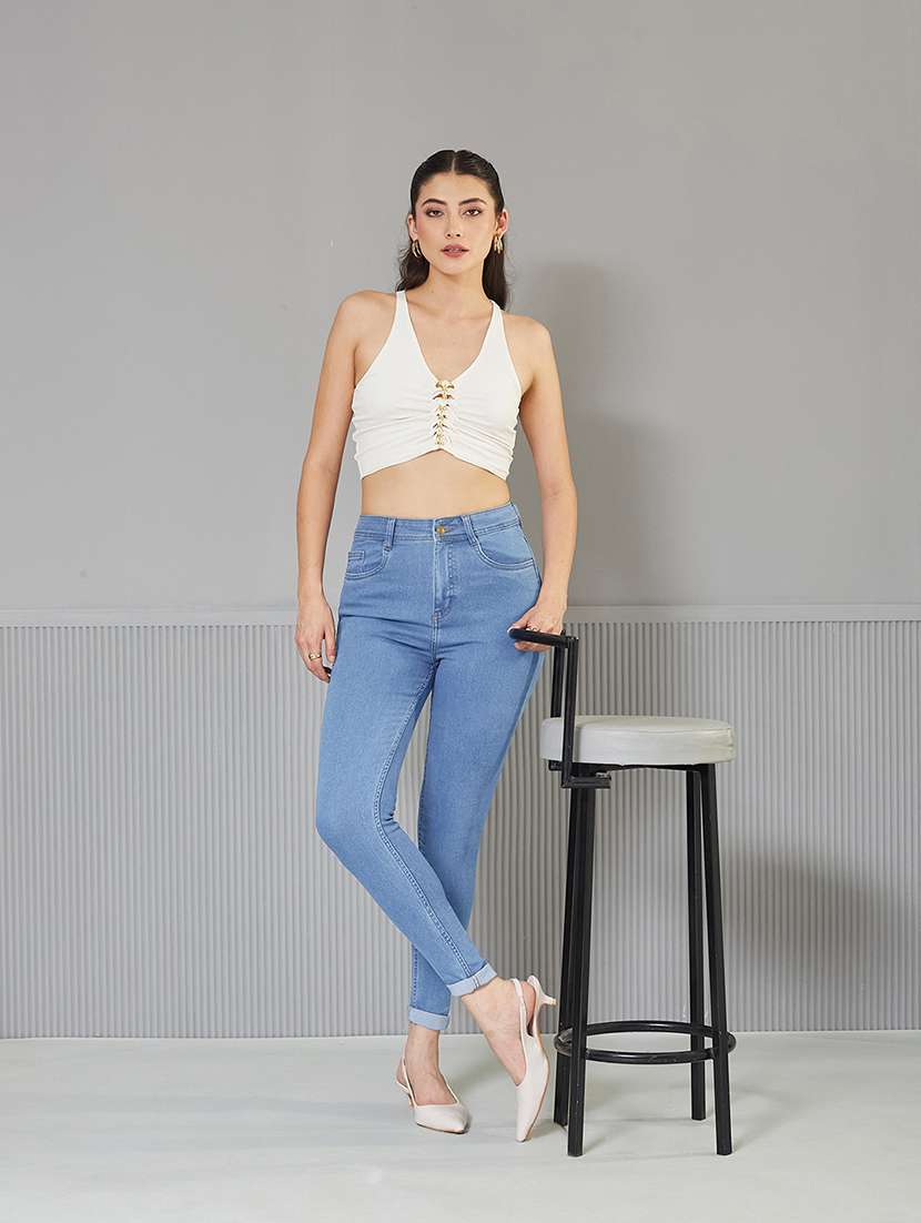 women solid high rise slim fit jeans - 22362181 -  Standard Image - 3