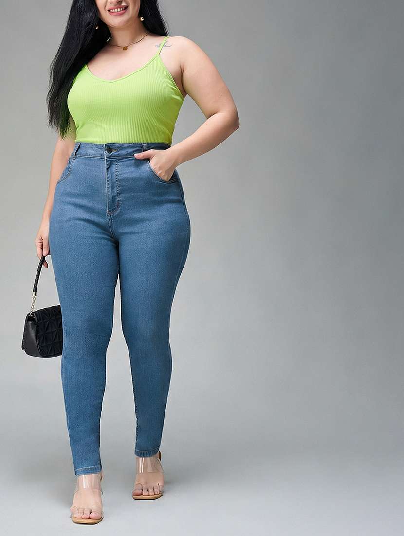 womne plus size solid high rise slim fit jeans - 22362183 -  Standard Image - 3