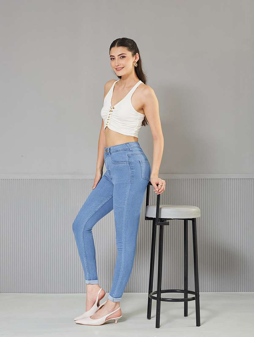 women solid high rise slim fit jeans - 22362195 -  Standard Image - 3