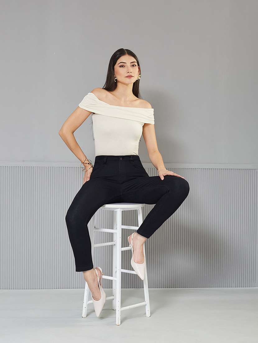 women solid high rise slim fit jeans - 22362196 -  Standard Image - 3