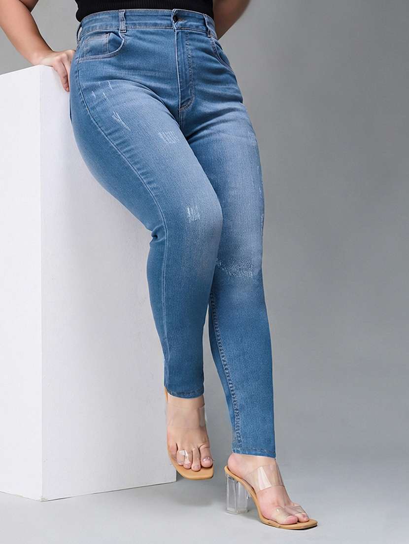 womne plus size solid high rise slim fit jeans
