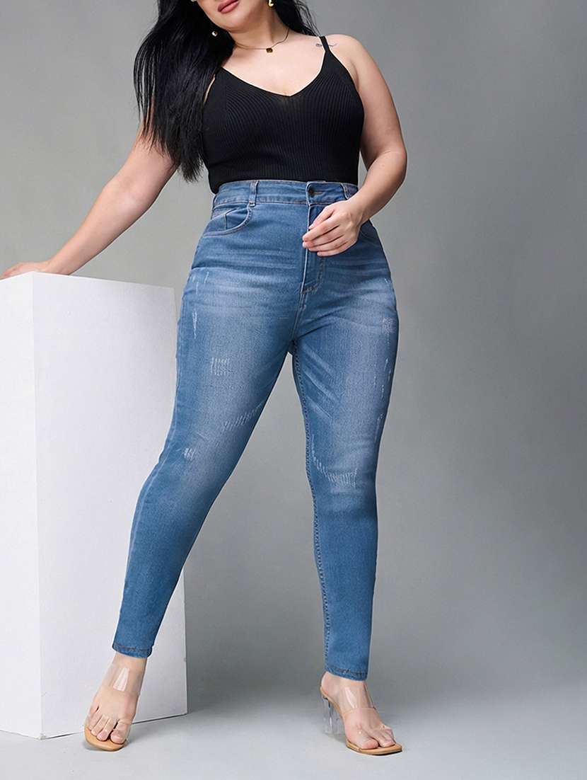 womne plus size solid high rise slim fit jeans - 22362197 -  Standard Image - 3