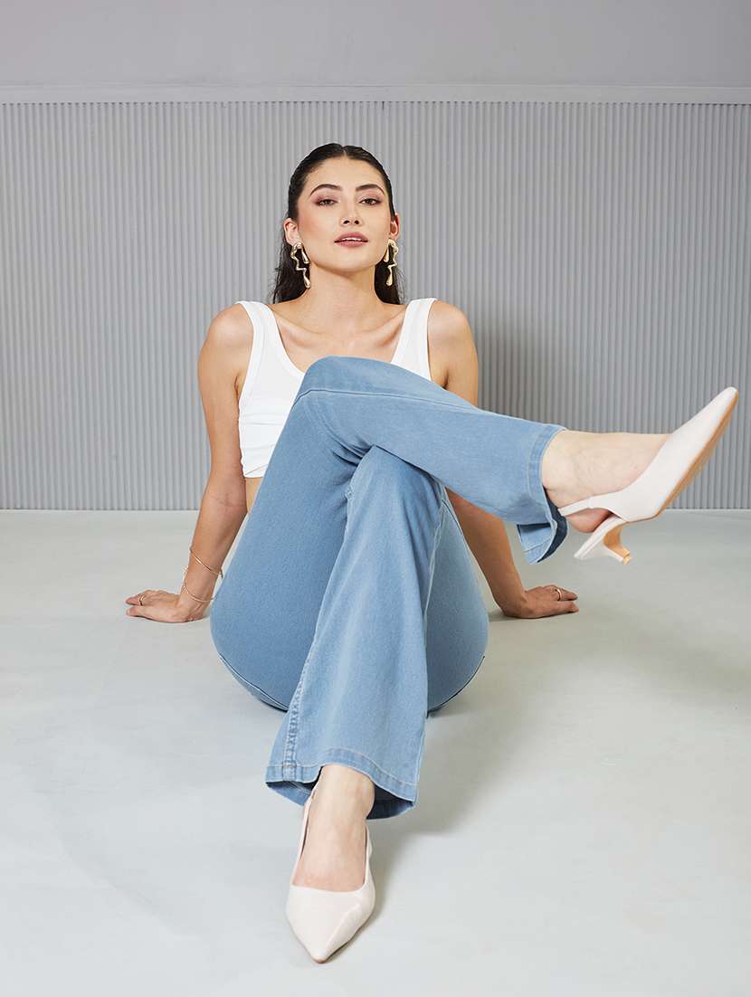 women solid high rise bootcut jeans - 22362200 -  Standard Image - 3