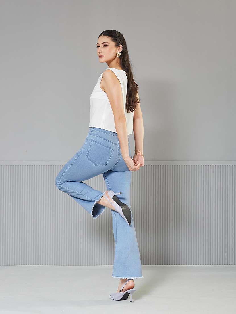 women solid high rise bootcut jeans - 22362202 -  Standard Image - 3