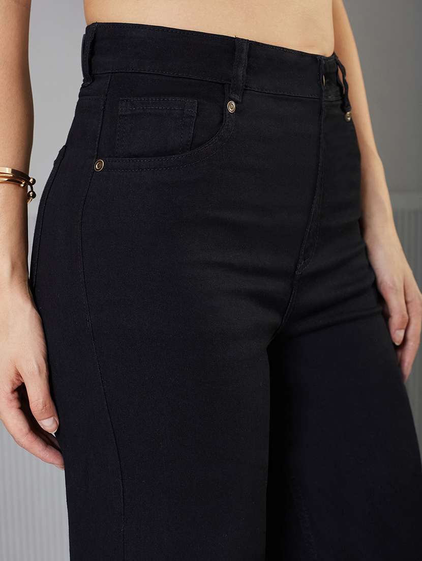 women solid high rise wide leg jeans - 22362208 -  Standard Image - 3