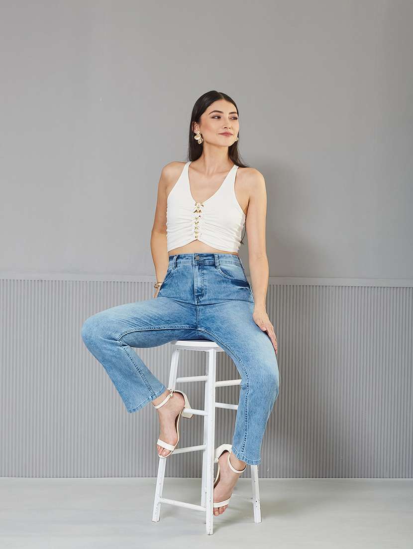 women solid high rise bootcut jeans - 22362210 -  Standard Image - 3