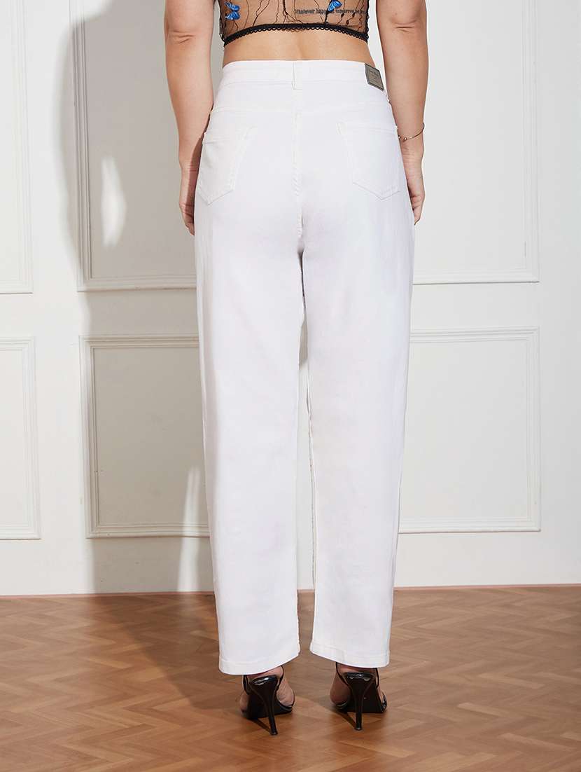 women solid high rise straight jeans - 22362213 -  Standard Image - 3