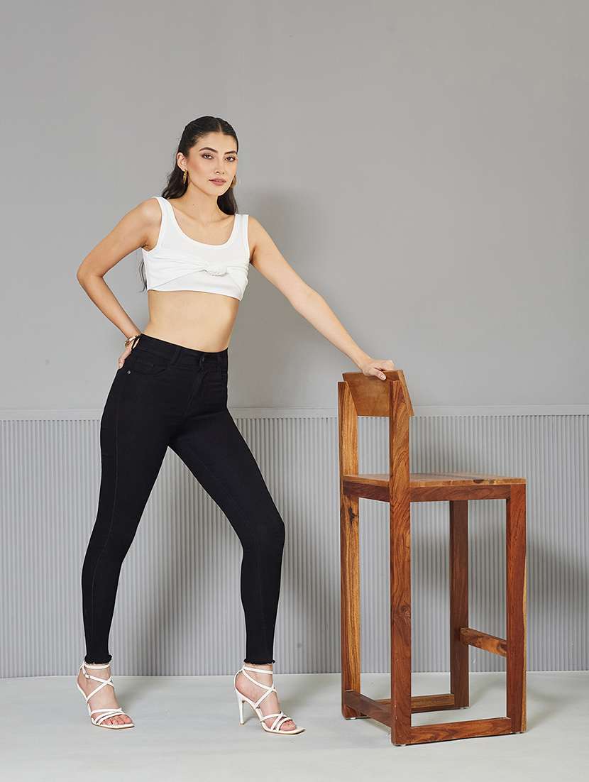 women solid high rise skinny fit jeans - 22362222 -  Standard Image - 3