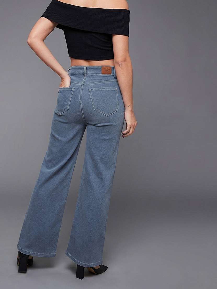 women solid high rise bootcut jeans - 22362239 -  Standard Image - 3