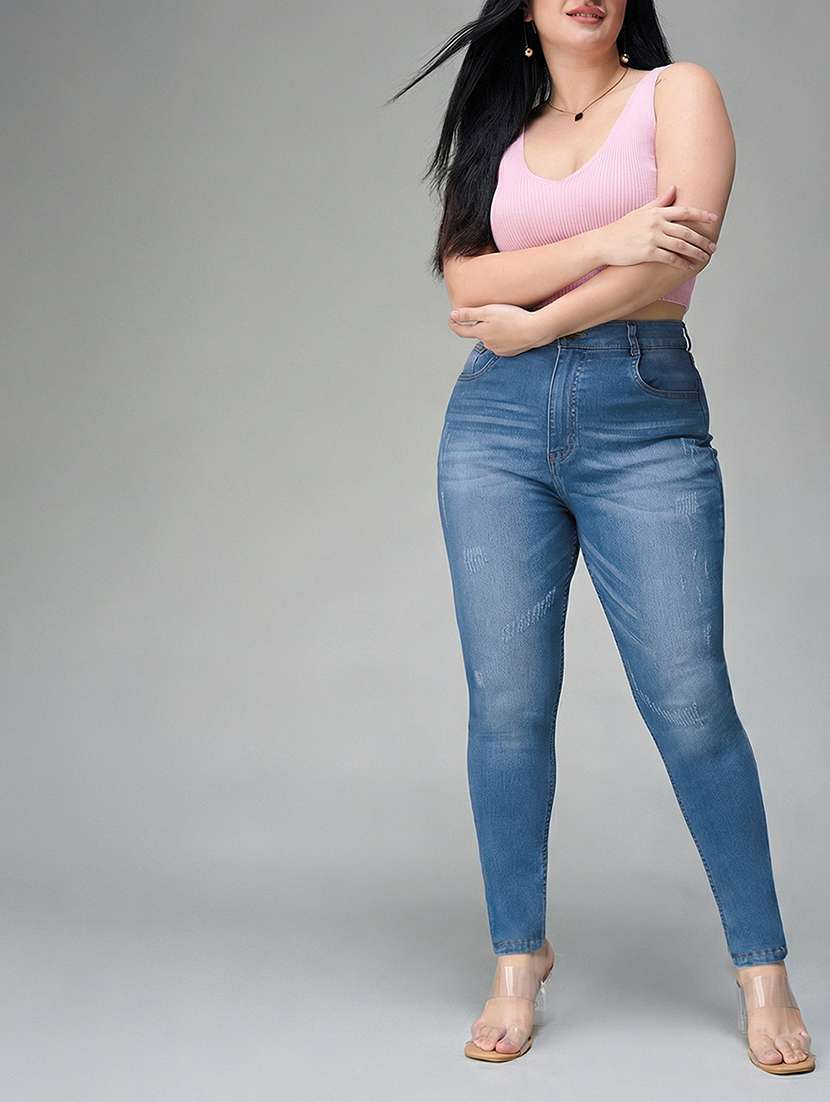 womne plus size solid high rise slim fit jeans - 22362245 -  Standard Image - 3