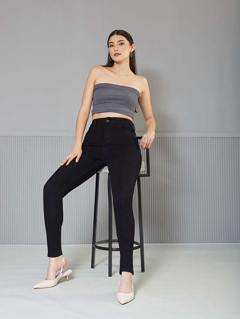 women solid high rise skinny jeans - 22362253 -  Standard Image - 3