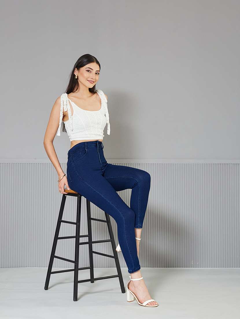 women solid high rise skinny fit jeans - 22362264 -  Standard Image - 3