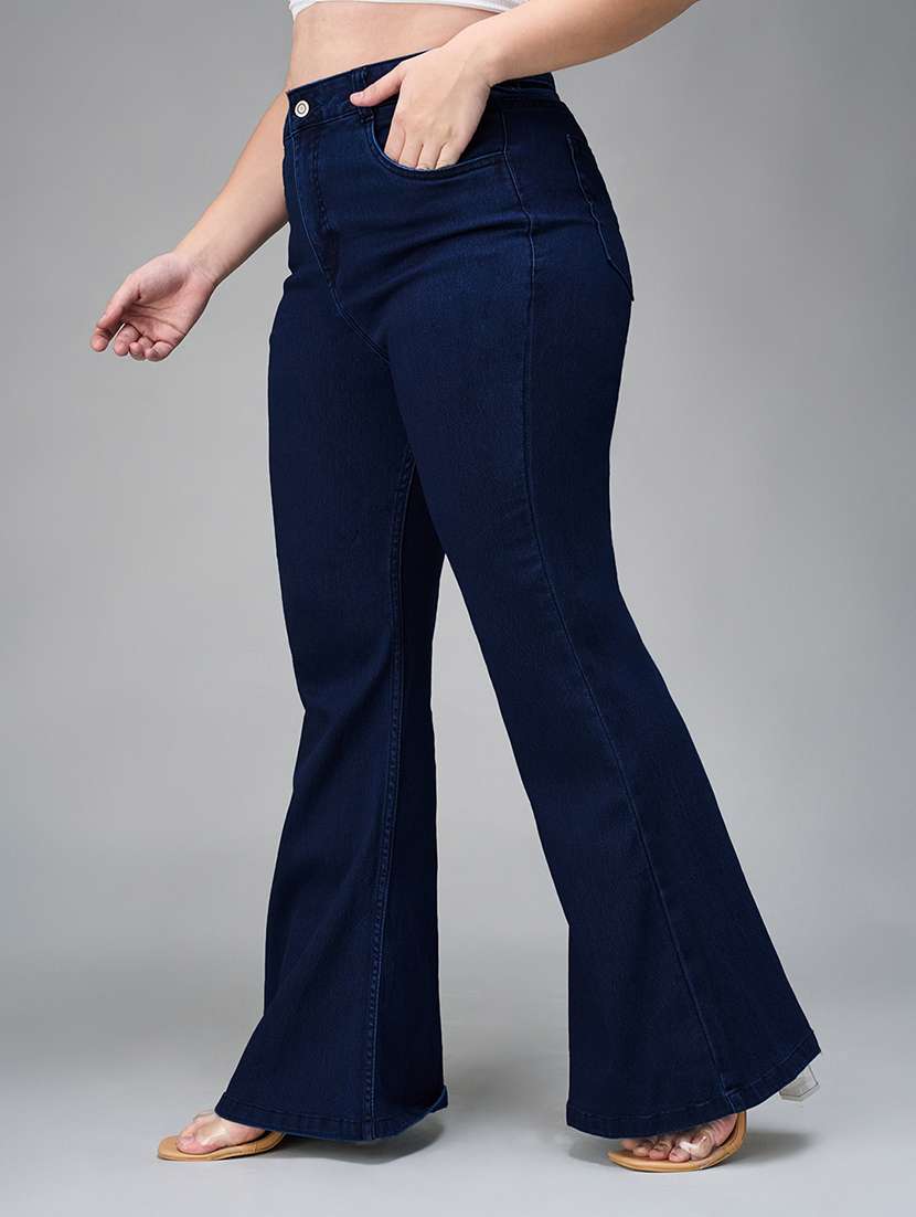 womne plus size solid high rise bootcut jeans