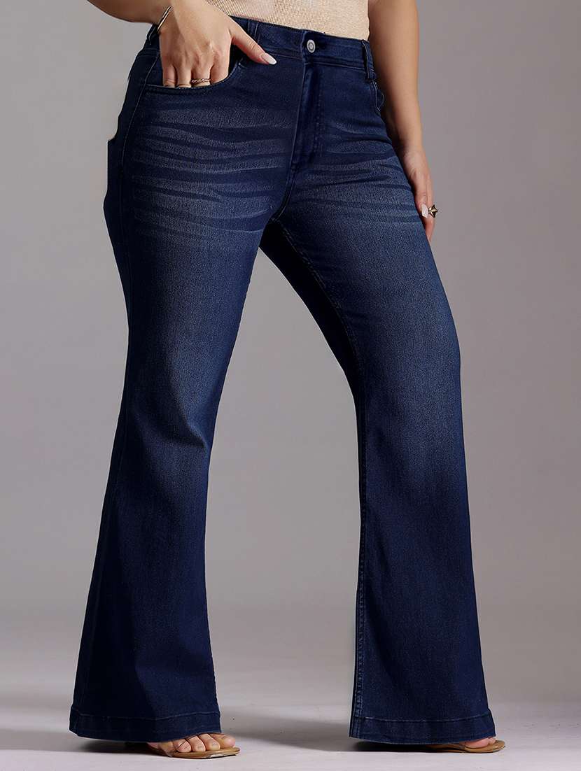 womne plus size solid high rise bootcut jeans