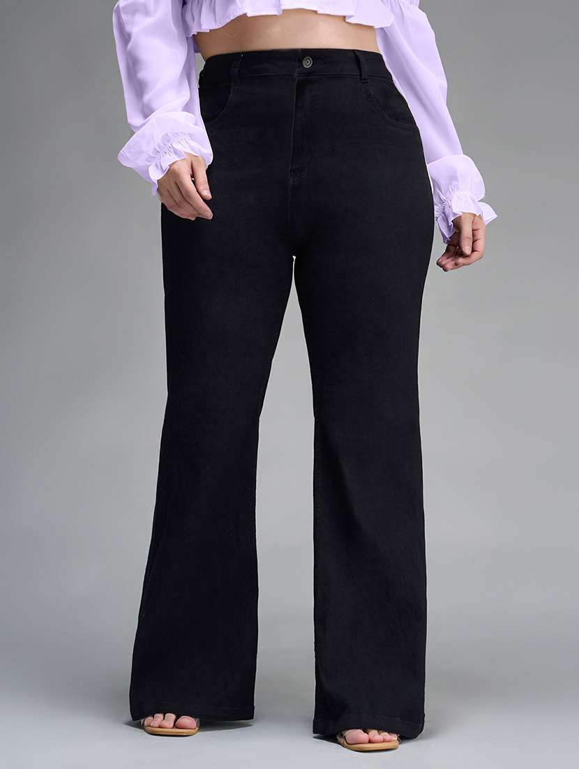 womne plus size solid high rise bootcut jeans