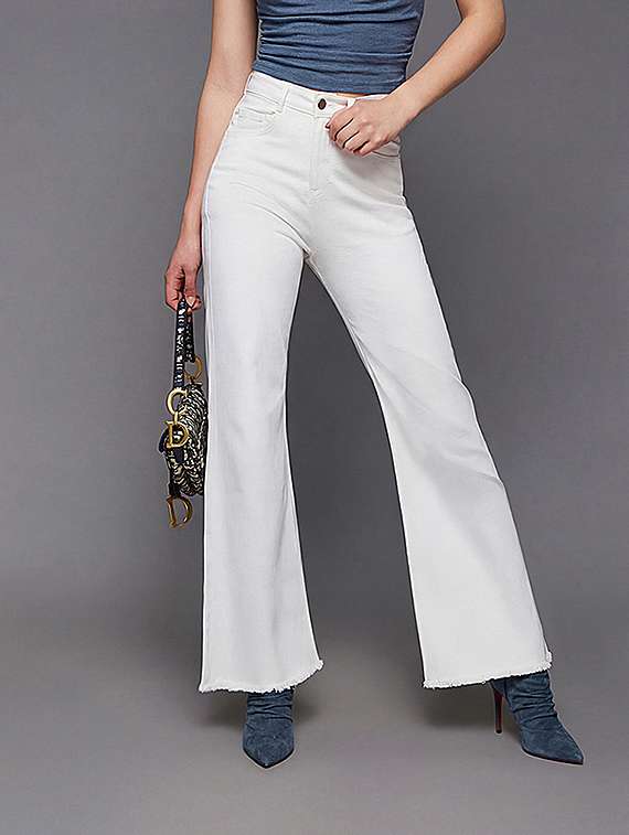 women solid high rise bootcut jeans