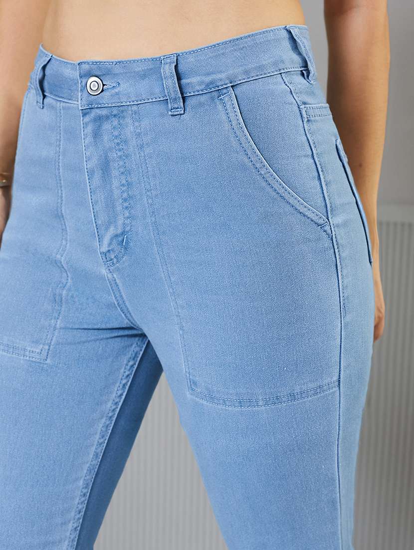 women solid high rise bootcut jeans - 22362293 -  Standard Image - 3