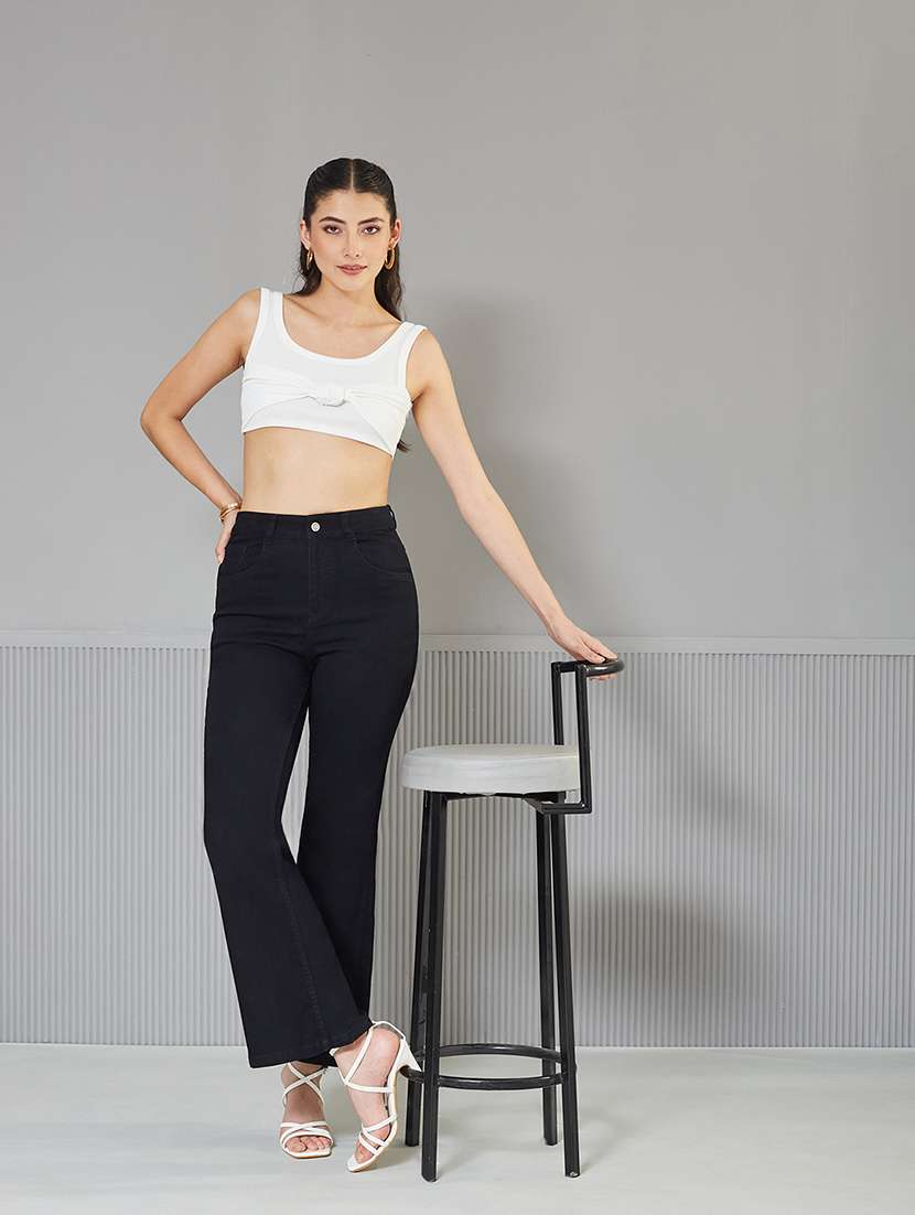 women solid high rise bootcut jeans - 22362295 -  Standard Image - 3