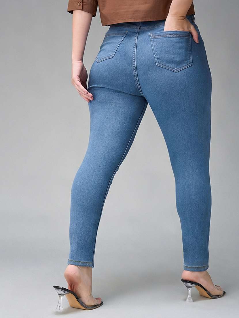 womne plus size solid high rise slim fit jeans - 22362303 -  Standard Image - 3