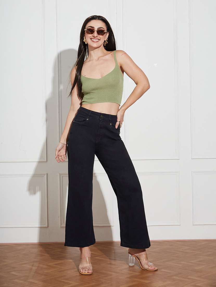 women solid high rise bootcut jeans - 22362308 -  Standard Image - 3