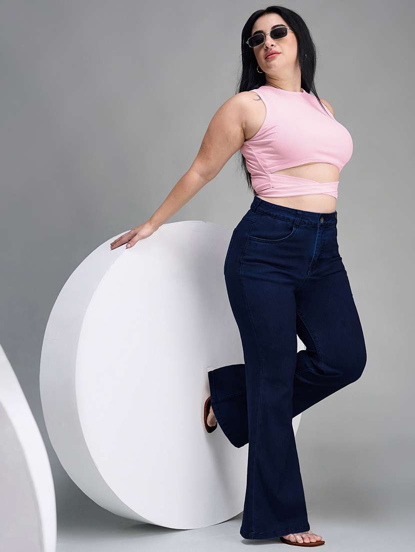 womne plus size solid high rise bootcut jeans - 22362309 -  Standard Image - 3