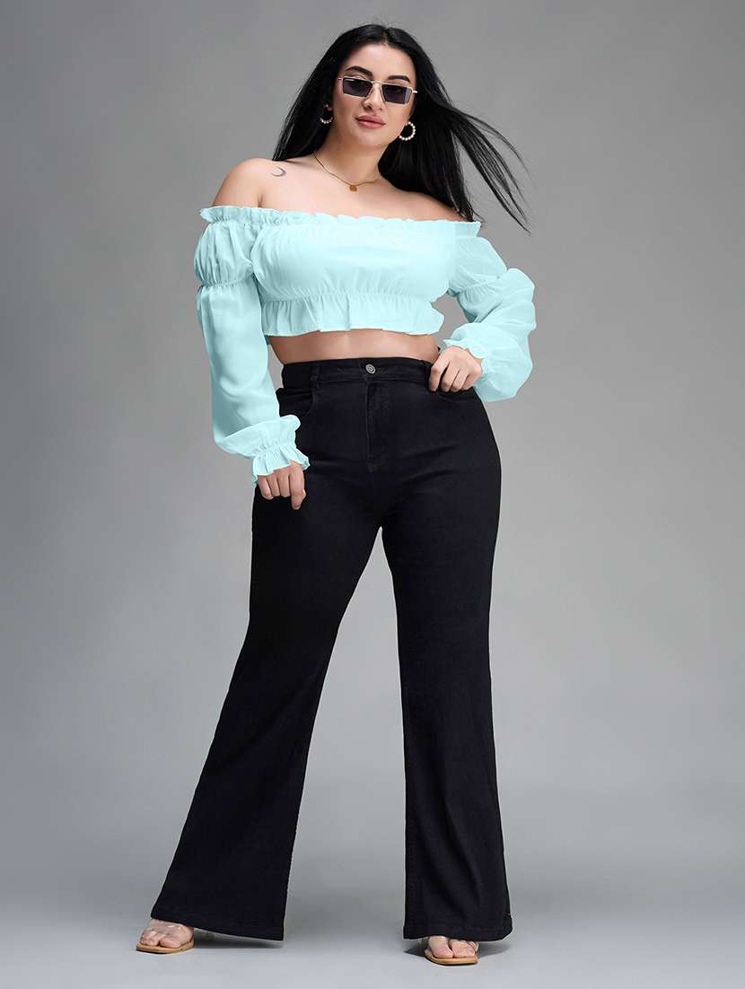 womne plus size solid high rise bootcut jeans - 22362329 -  Standard Image - 3