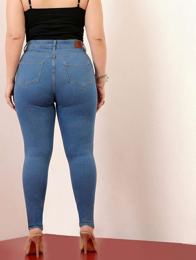 womne plus size solid high rise slim fit jeans - 22362333 -  Standard Image - 3