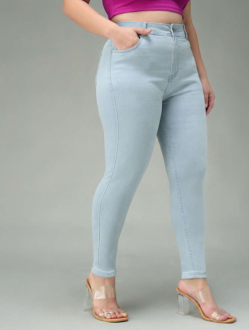 womne plus size solid high rise slim fit jeans