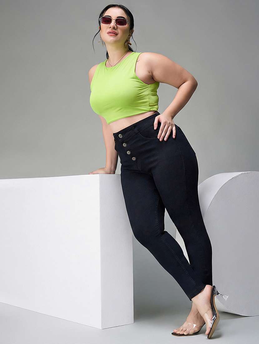 womne plus size solid high rise slim fit jeans - 22362370 -  Standard Image - 3