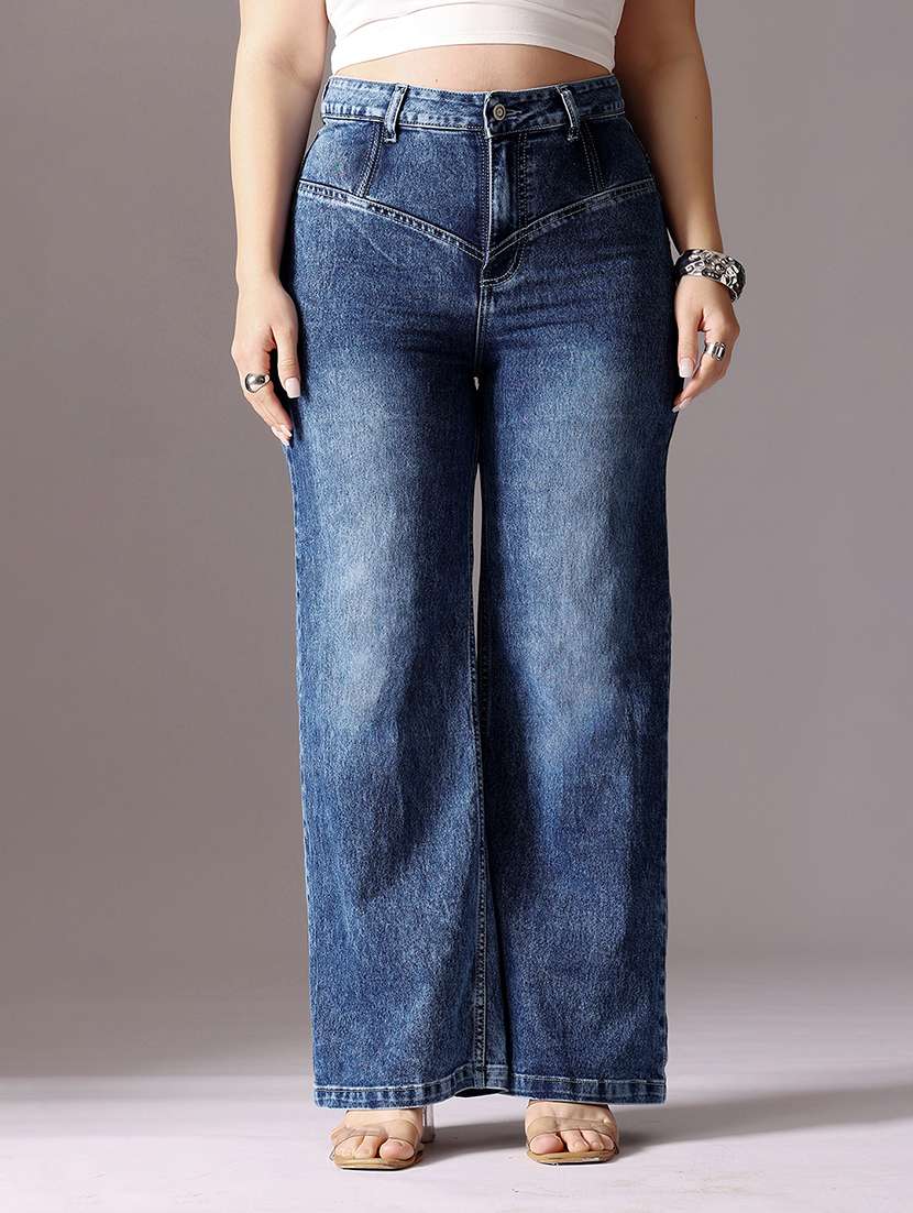 womne plus size solid high rise straight jeans