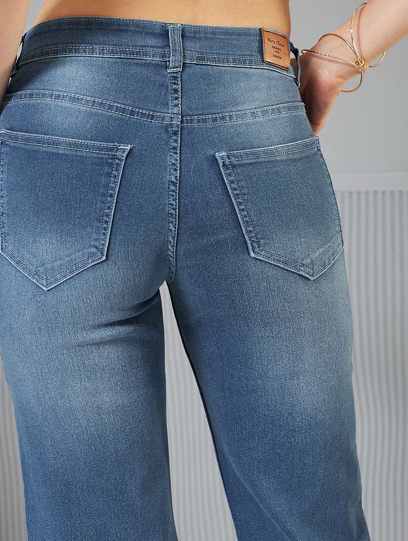 women solid high rise bootcut jeans - 22362383 -  Standard Image - 3