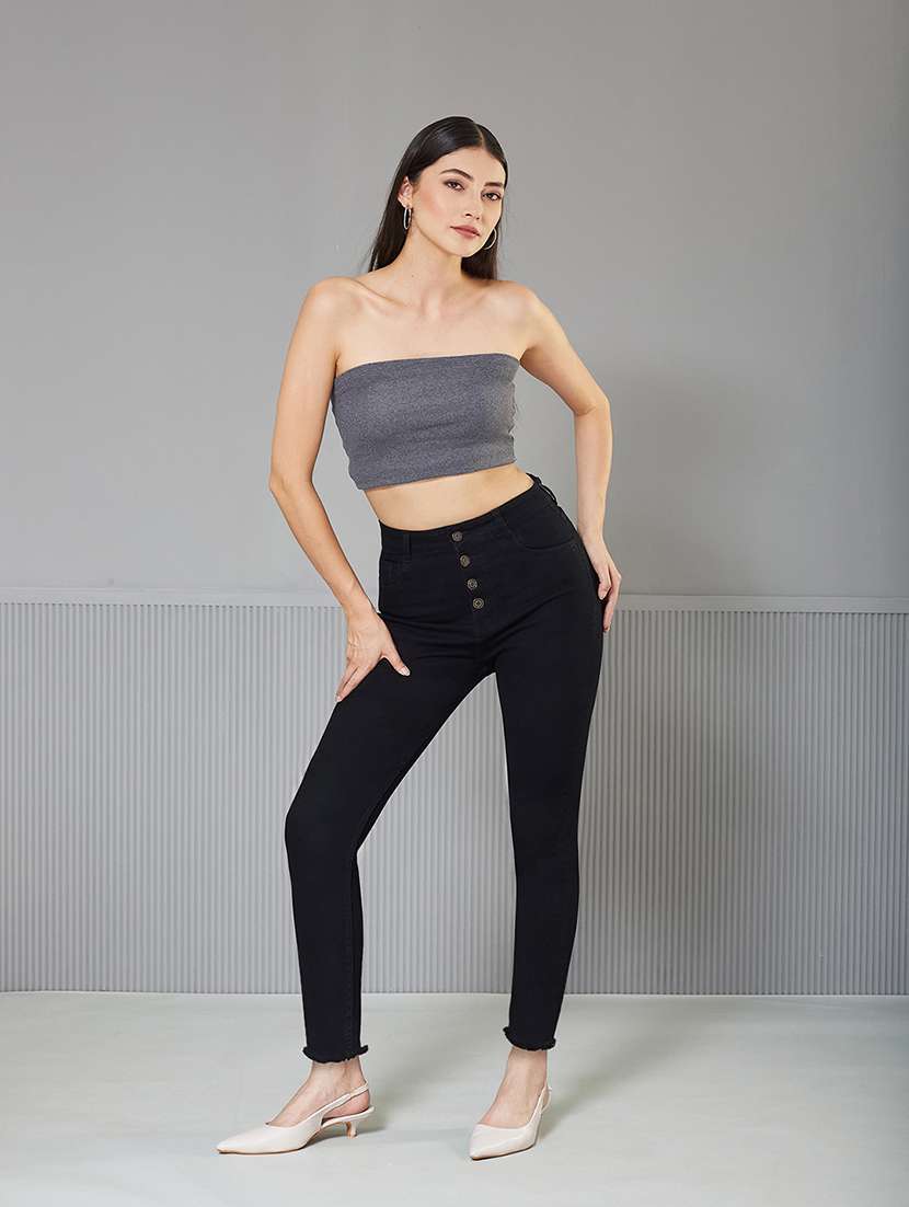 women solid high rise skinny fit jeans - 22362407 -  Standard Image - 3