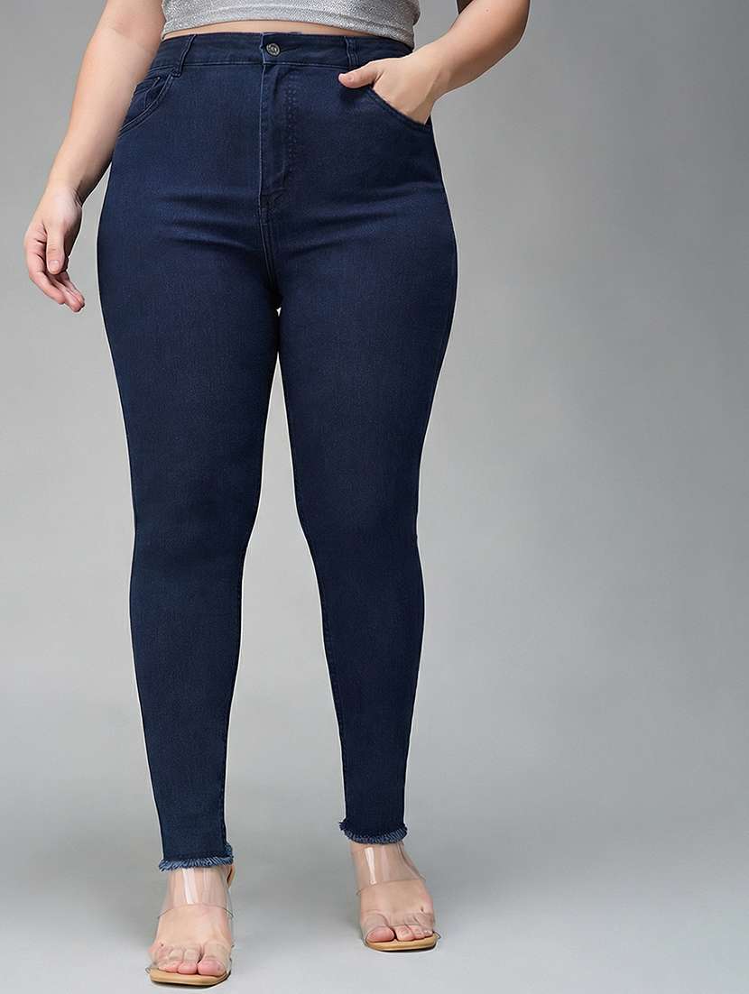 womne plus size solid high rise slim fit jeans
