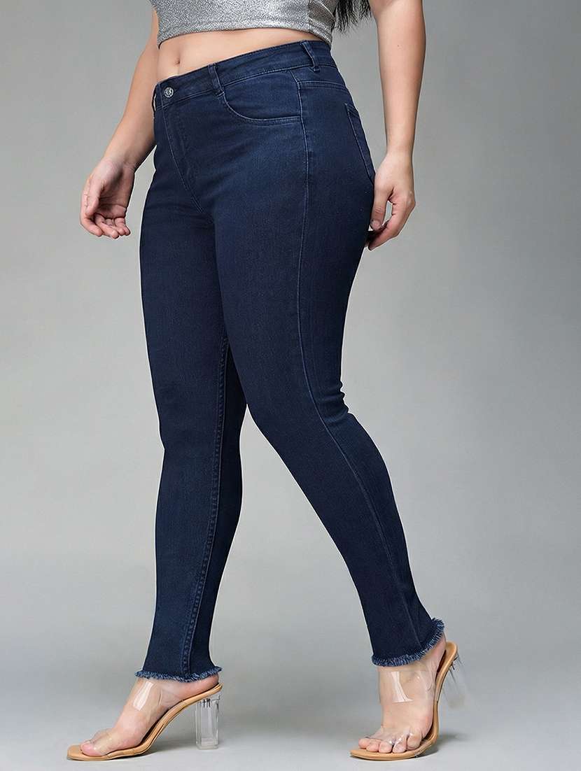 womne plus size solid high rise slim fit jeans