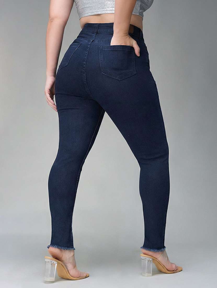 Womne Plus Size Solid High Rise Slim Fit Jeans - 22362413 -  Standard Image - 3