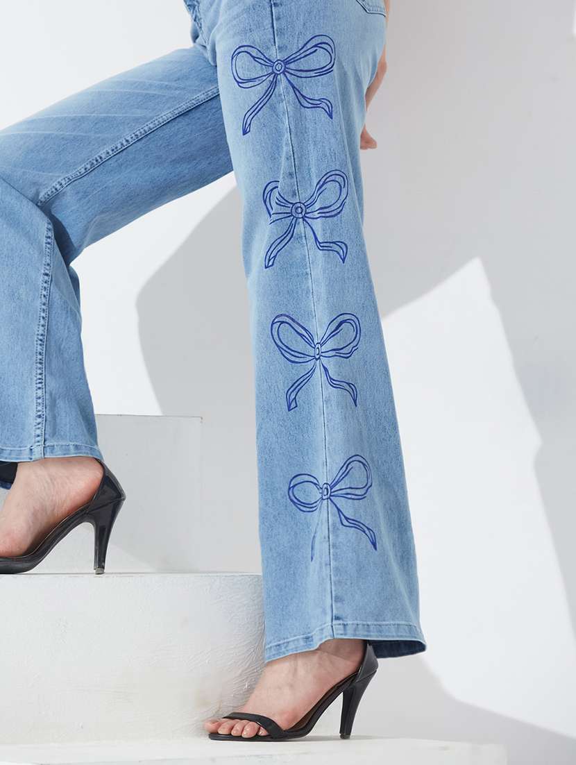 women printed high rise wide leg jeans - 22362418 -  Standard Image - 3