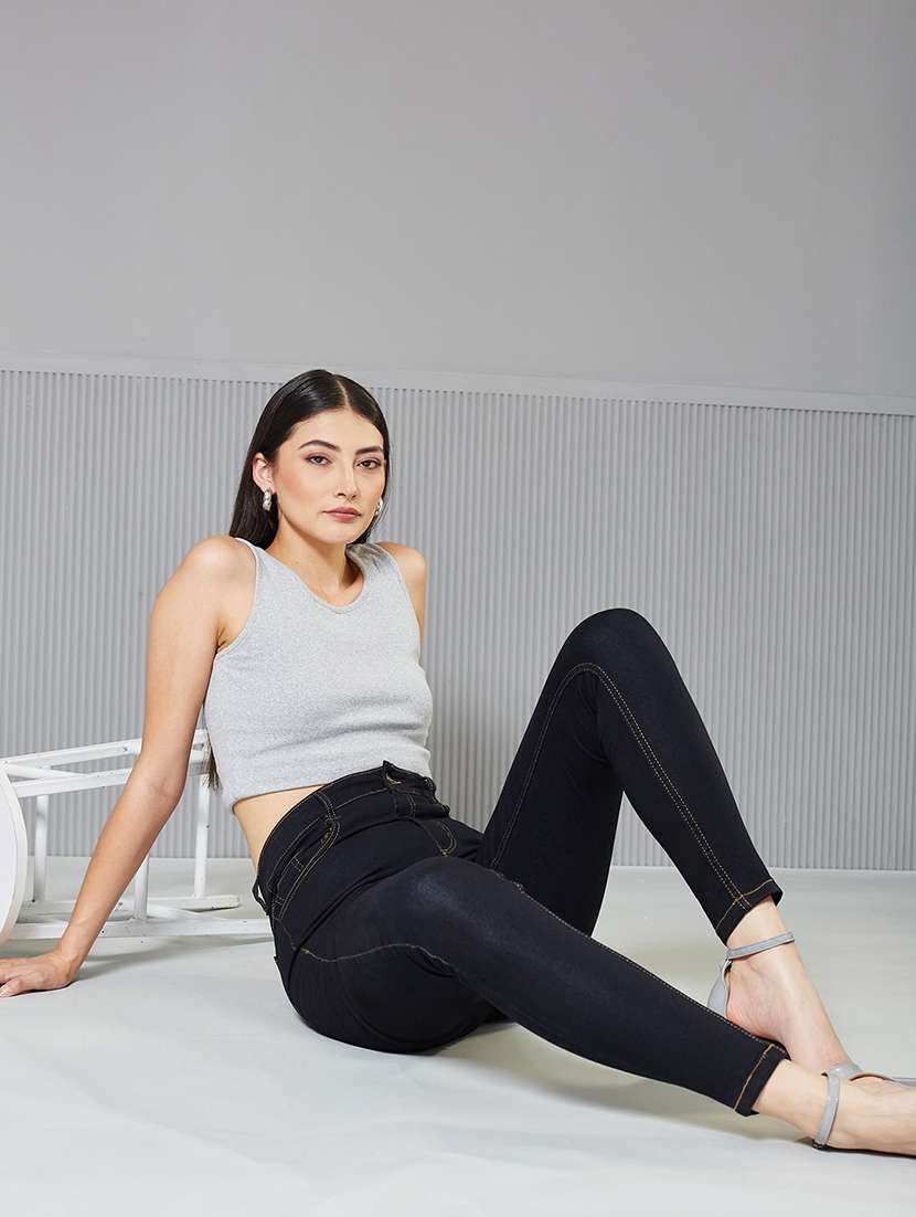 women solid high rise skinny fit jeans - 22362422 -  Standard Image - 3