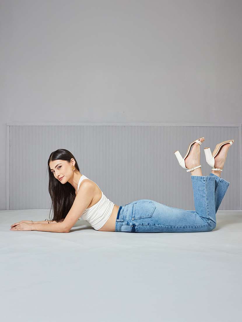 women solid high rise bootcut jeans - 22362428 -  Standard Image - 3