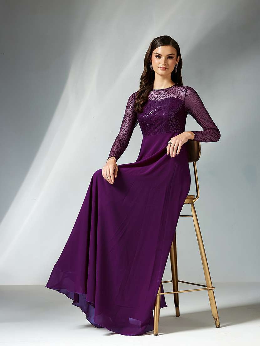 women sequined long sleeve fit & flared dress - 22362453 -  Standard Image - 3