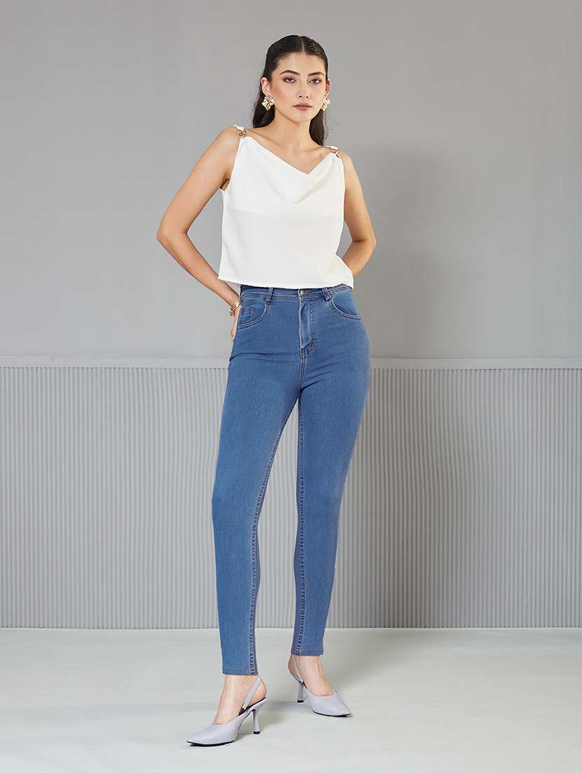 women solid high rise skinny fit jeans - 22362466 -  Standard Image - 3